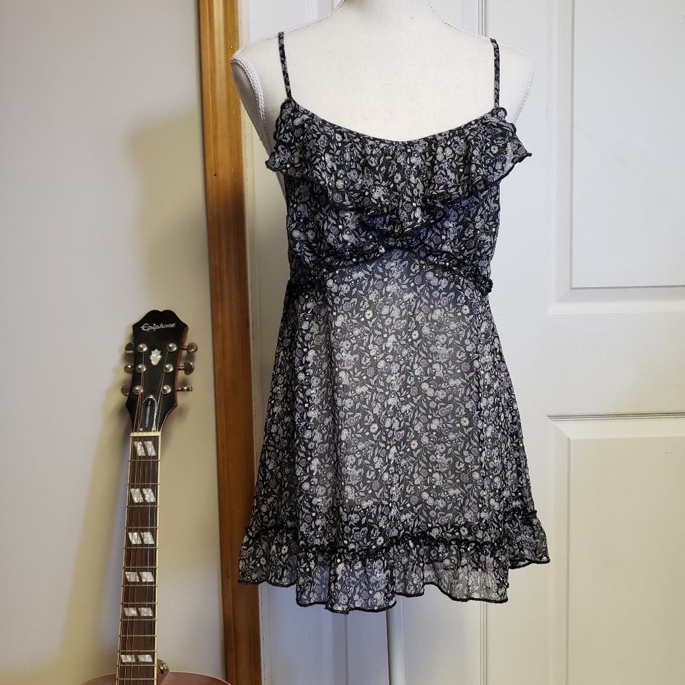 Black floral dress tank